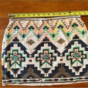 MOVING SALE! Express Sequins Multicolor Aztec Design Mini Skirt [XSmall]